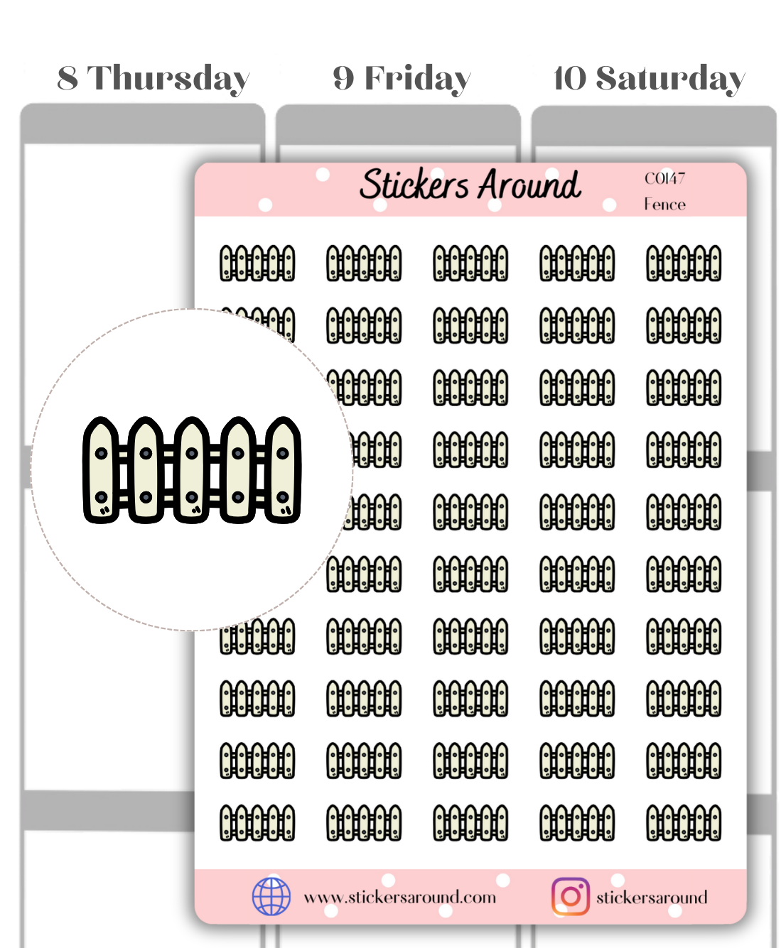 Fence Icon Planner Sticker