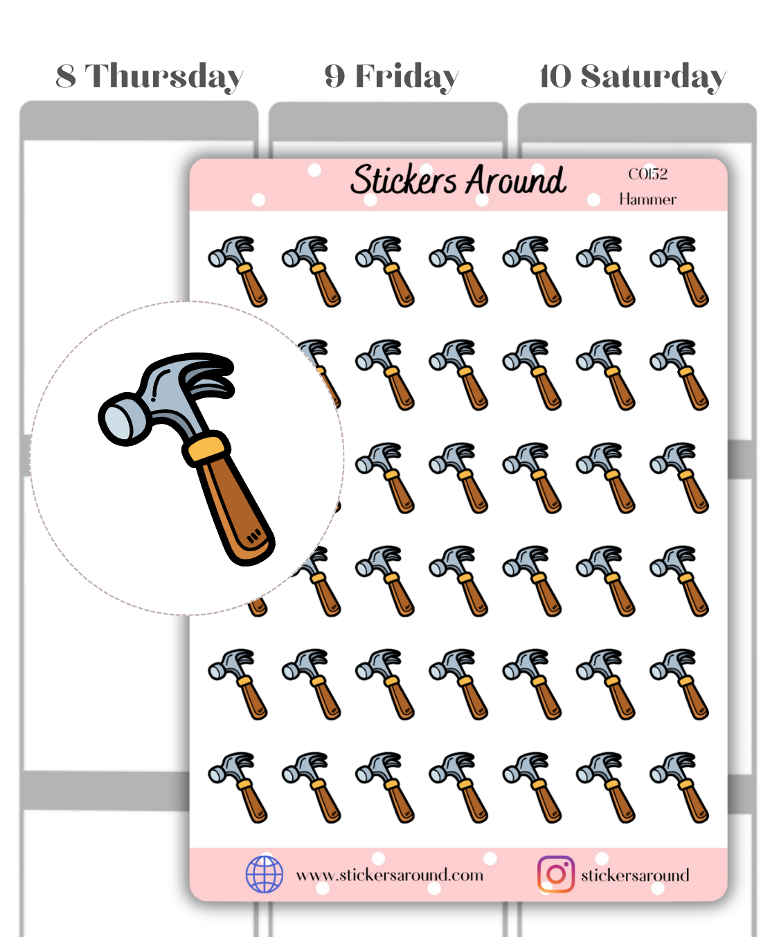 Hammer Icon Planner Sticker