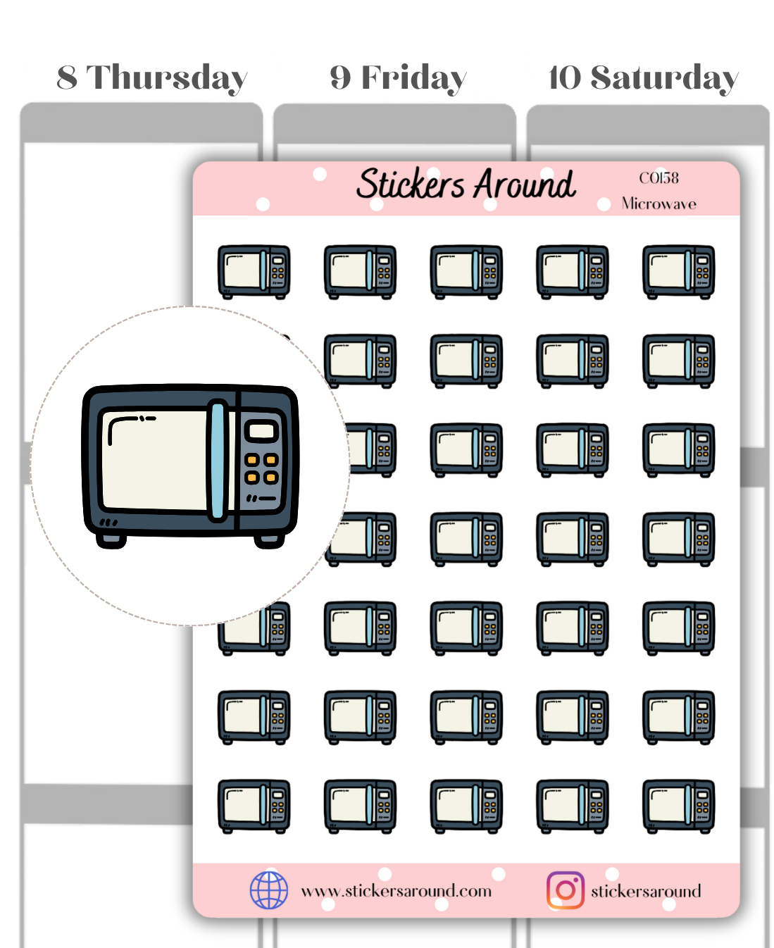 Microwave Icon Planner Sticker
