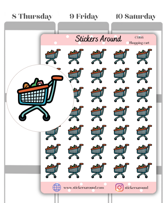 Grocery Shopping Cart Icon Planner Sticker