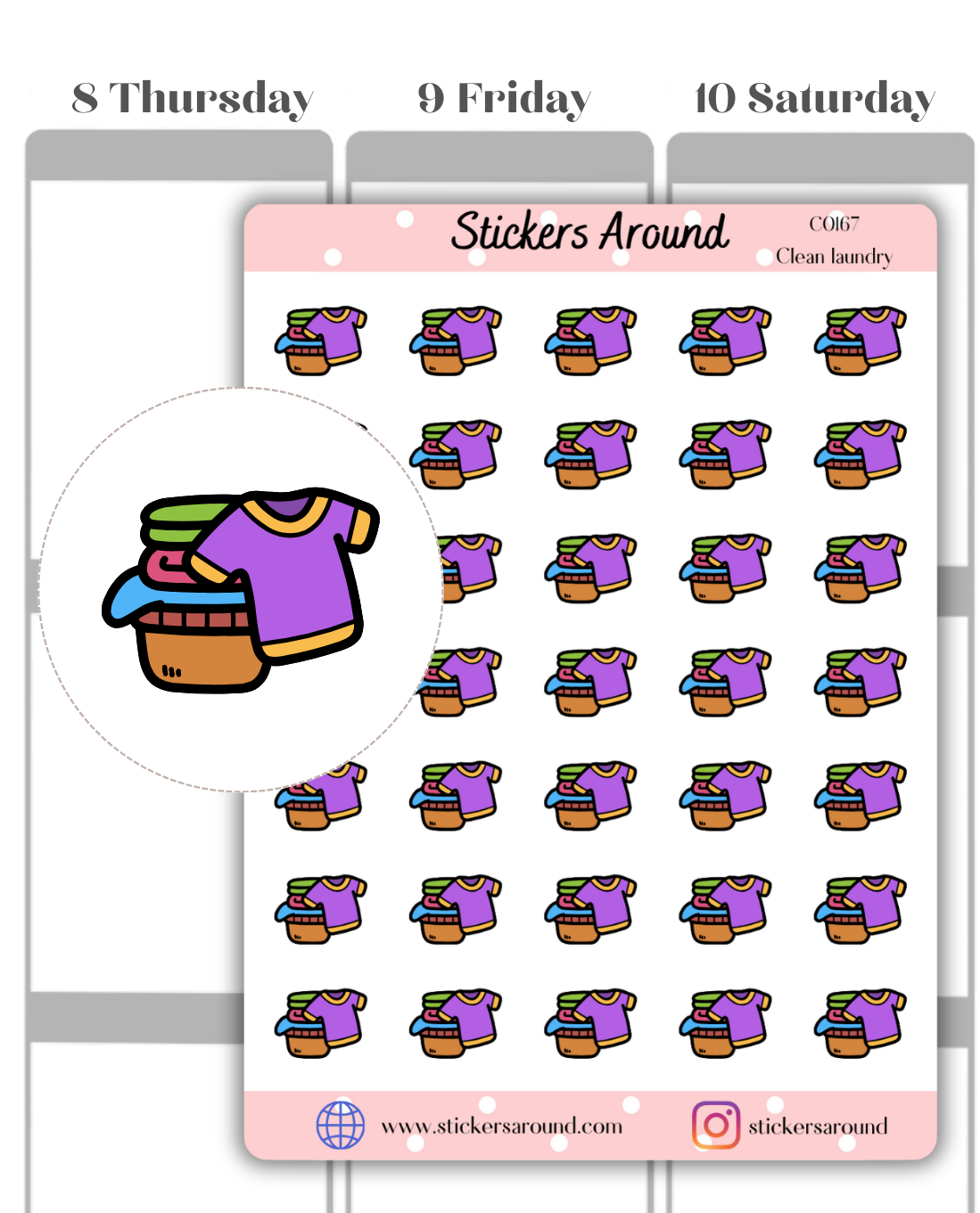 Clean Laundry Basket Icon Planner Sticker