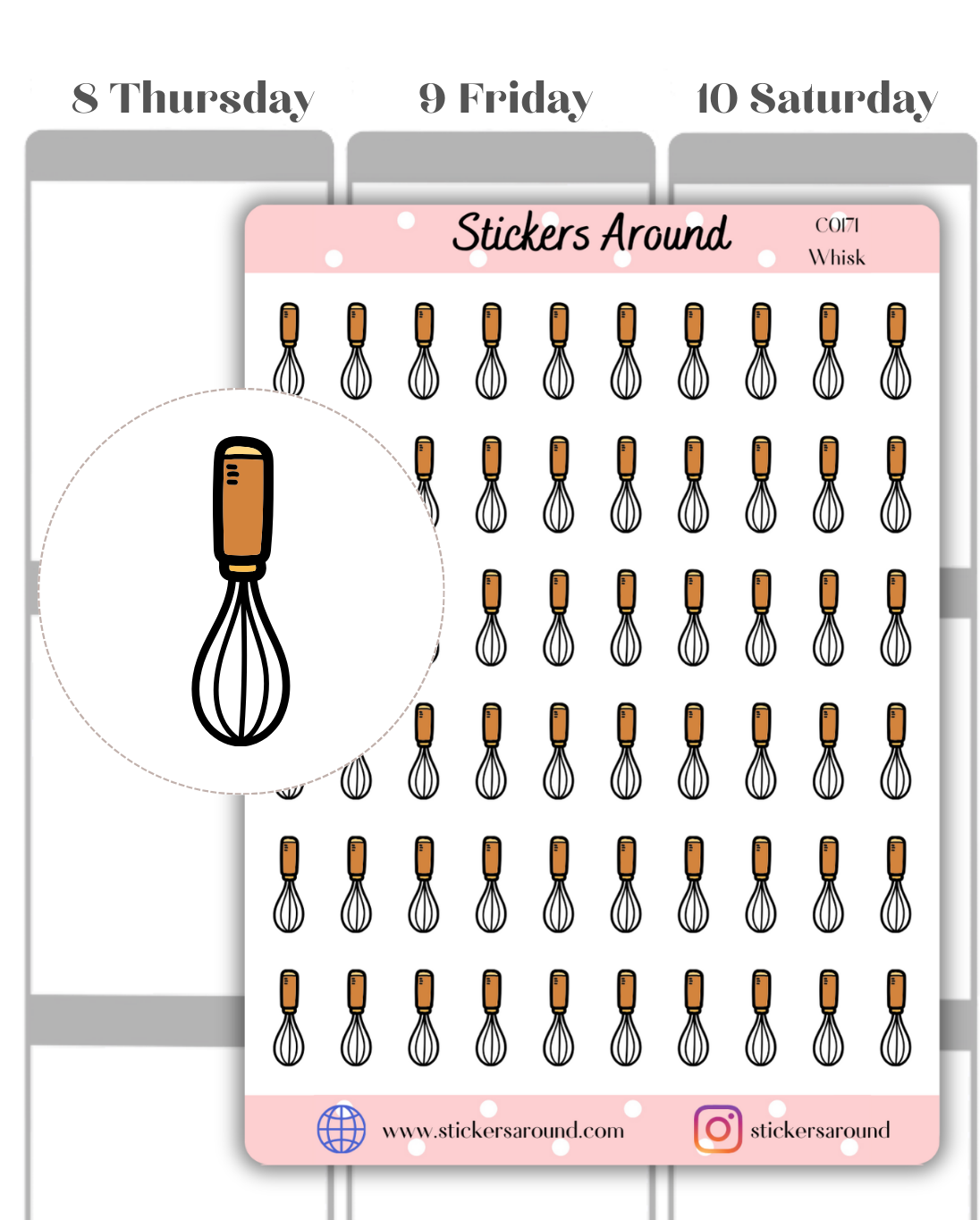 Hand Whisk Sticker Whisk Icon Planner Sticker – Stickers Around