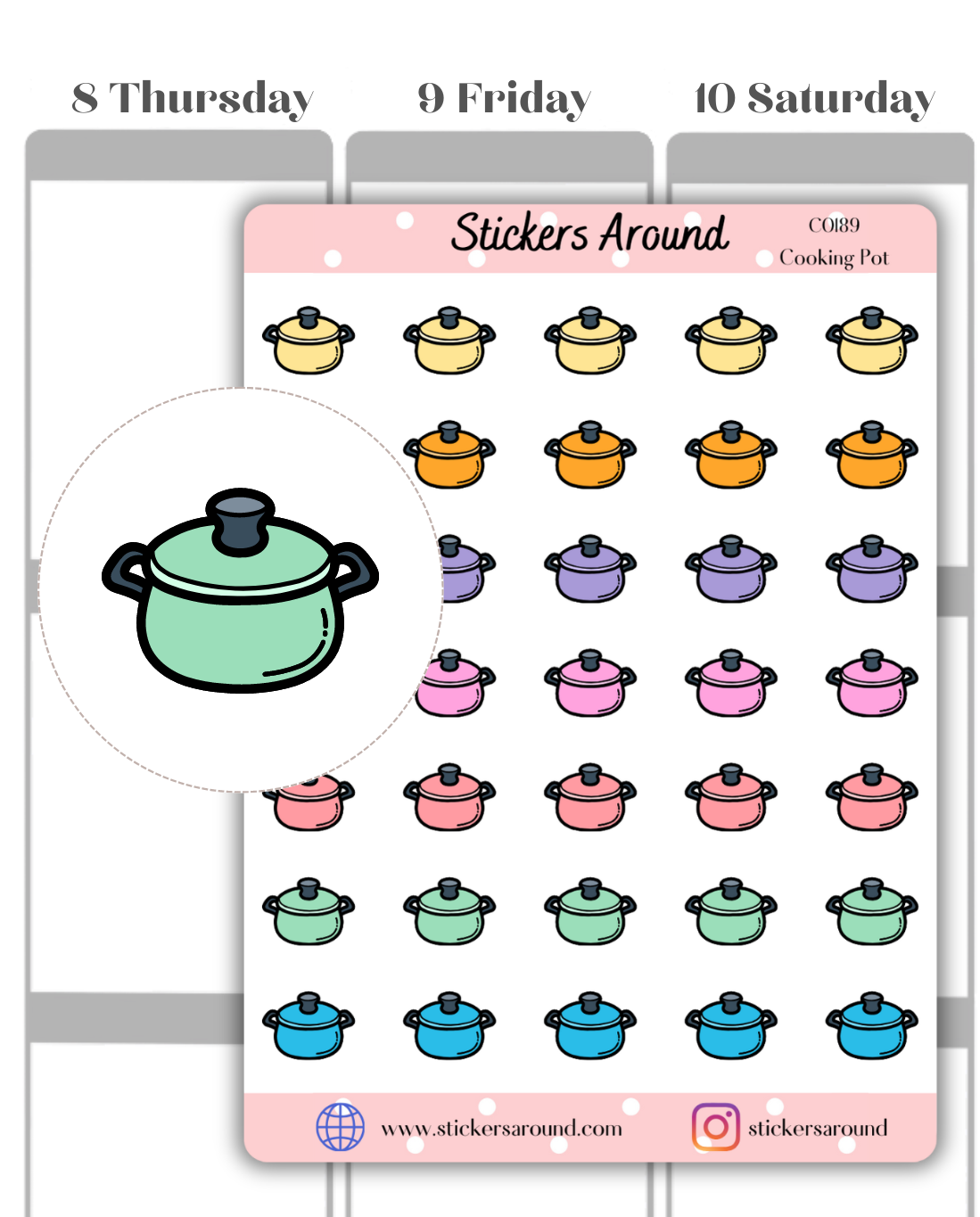 Cooking Pot Icon Planner Sticker