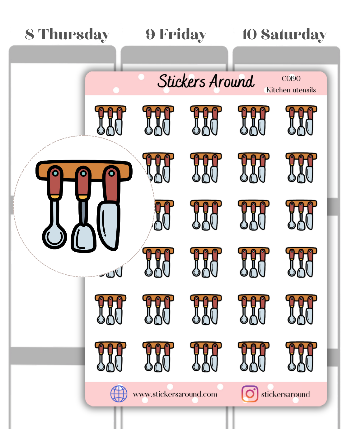 Kitchen Utensils Icon Planner Sticker