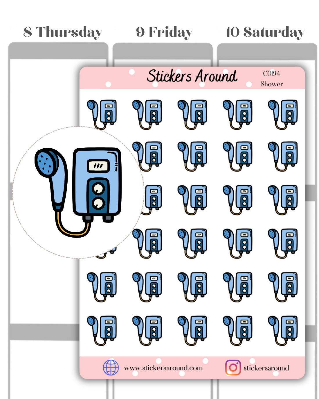 Shower Icon Planner Sticker