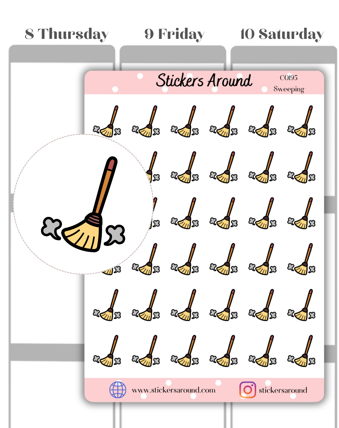 Sweeping Sticker Broom Icon Planner Sticker – Stickers Around