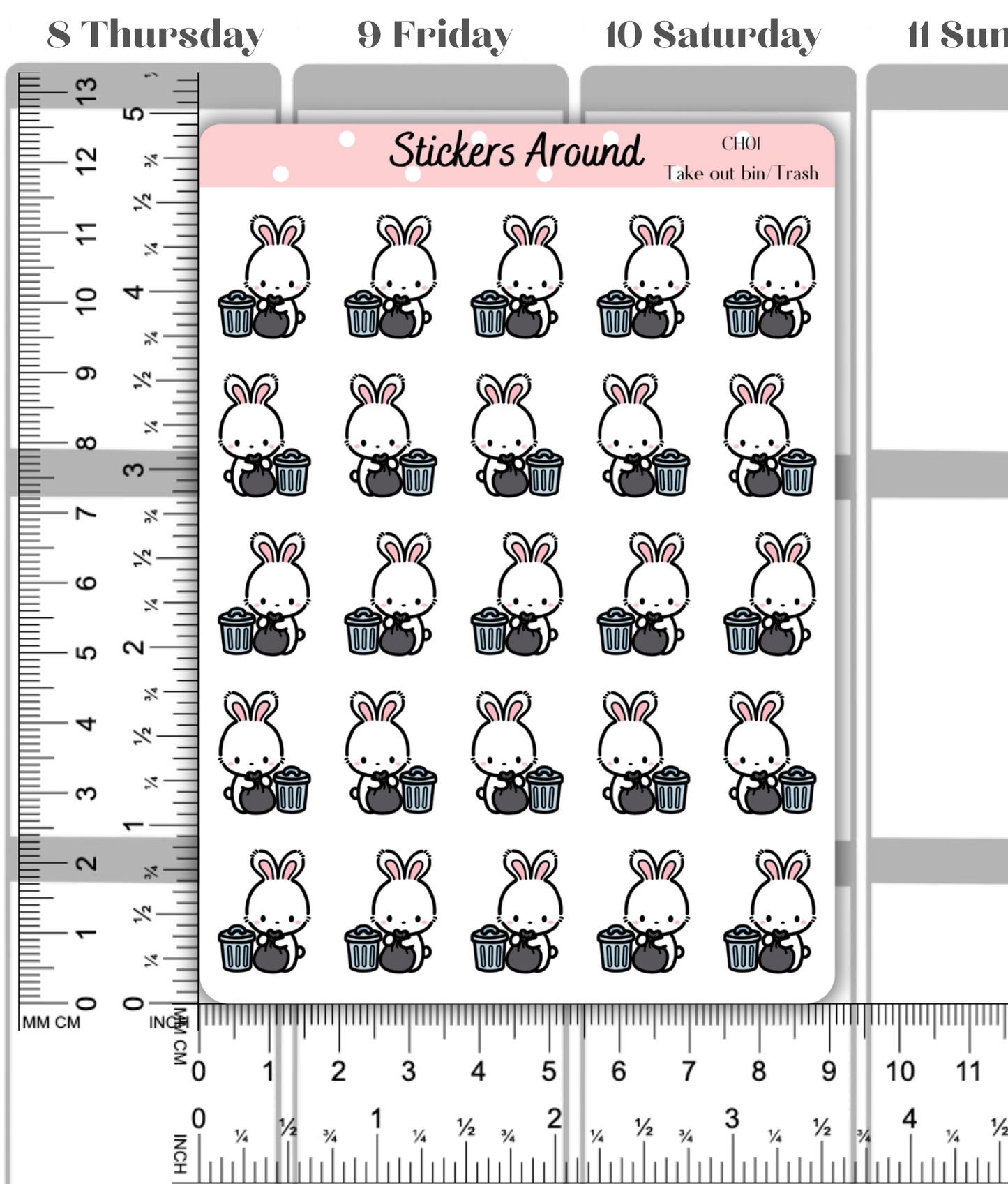 Take out Bin/Trash Planner Sticker