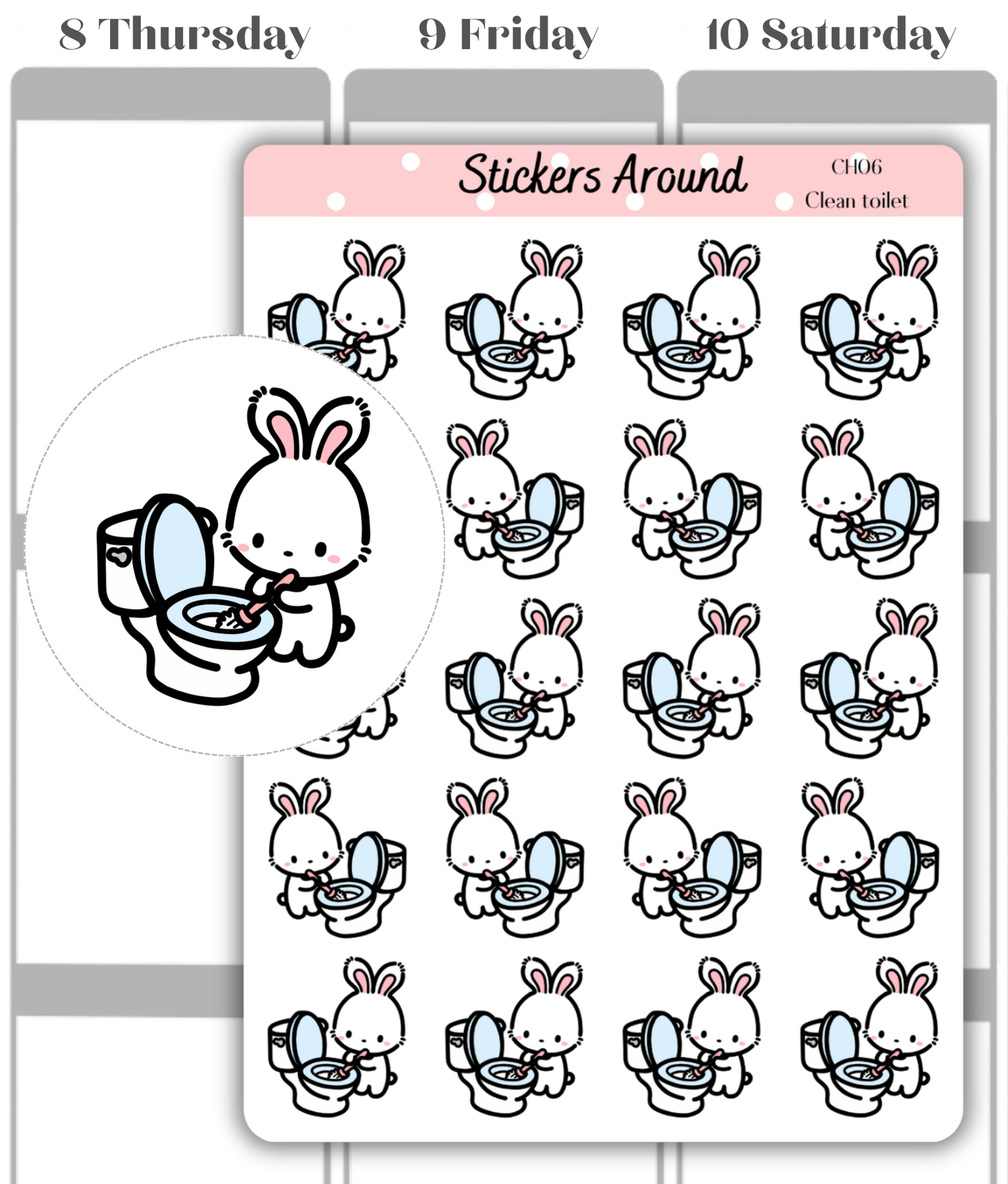 Toilet Cleaning Planner Stickers