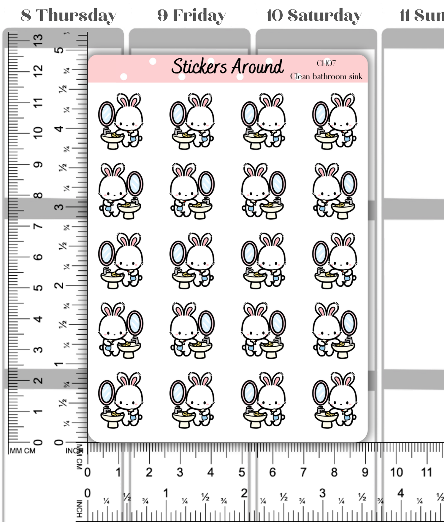 Bathroom Sink Cleaning Planner Stickers
