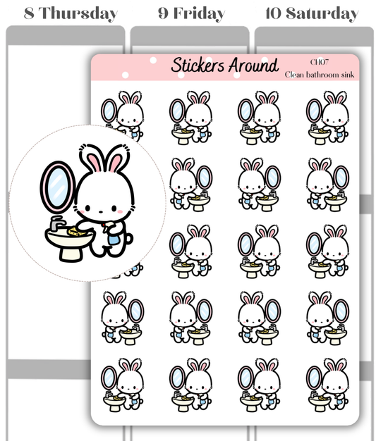 Bathroom Sink Cleaning Planner Stickers