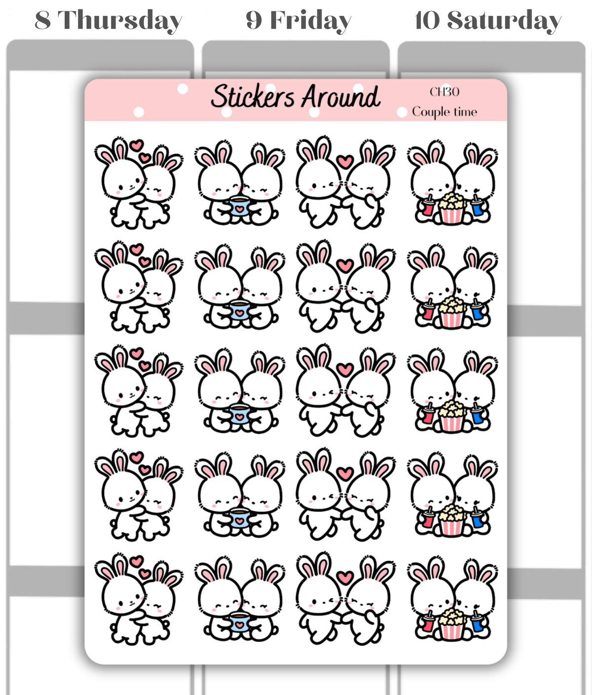 Couple Time Planner Stickers for Date Nights and Romantic Moments