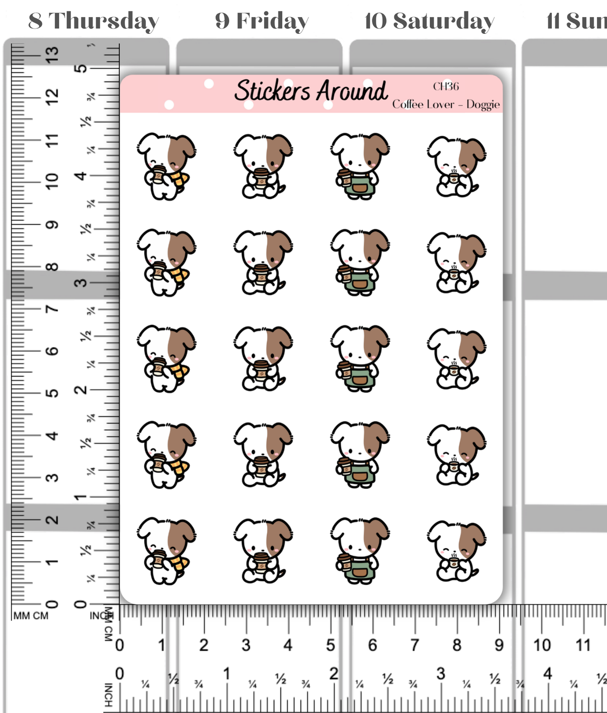 Coffee Planner Stickers with Doggie