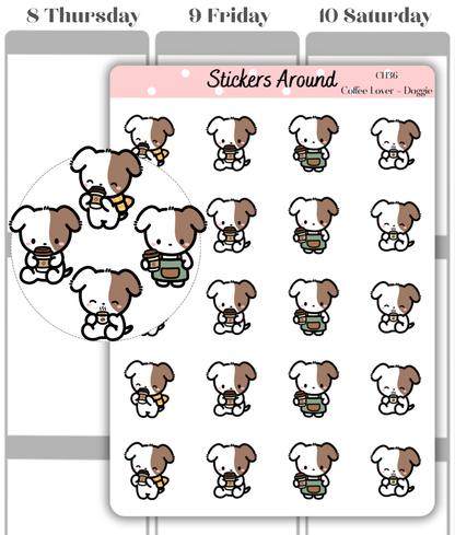 Coffee Planner Stickers with Doggie