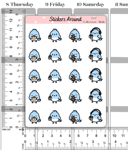 Coffee Planner Stickers with Birdie
