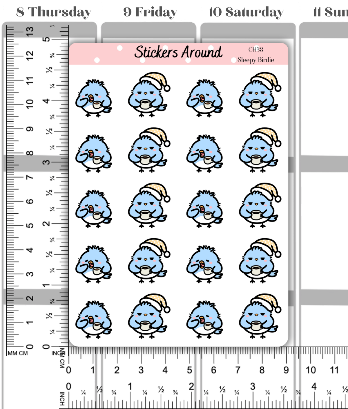 Sleepy Birdie Morning Planner Stickers