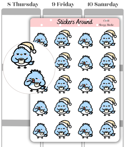 Sleepy Birdie Morning Planner Stickers