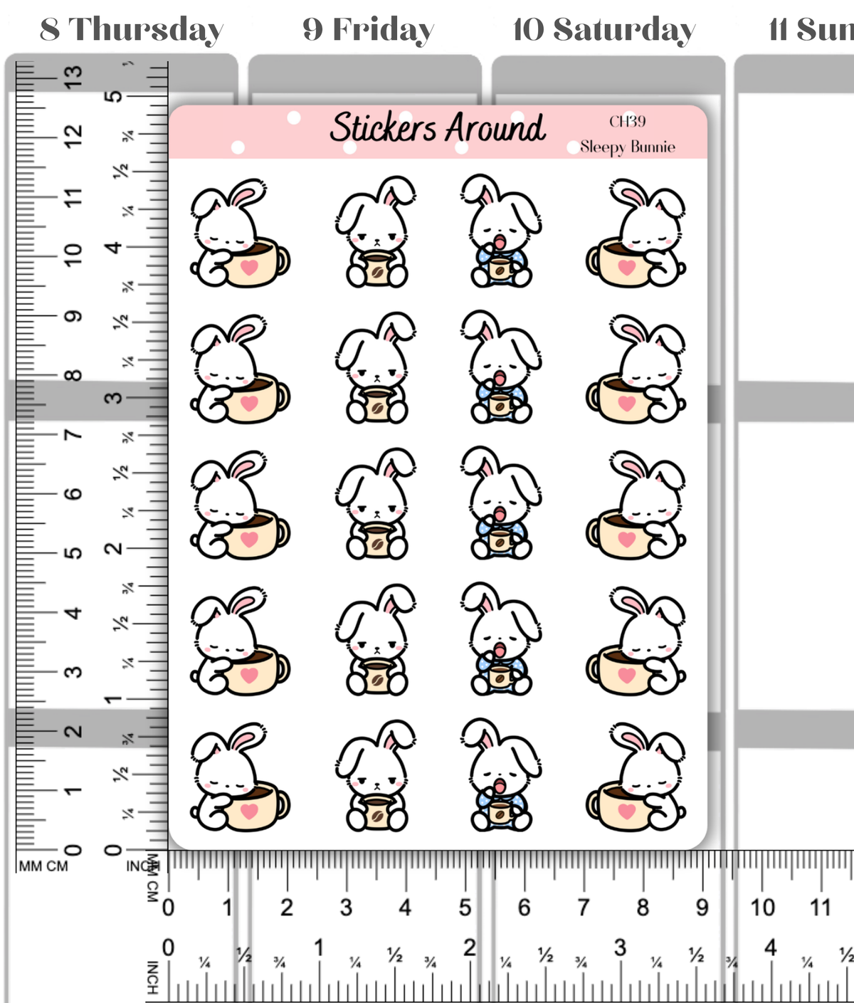 Sleepy Bunnie Morning Planner Stickers