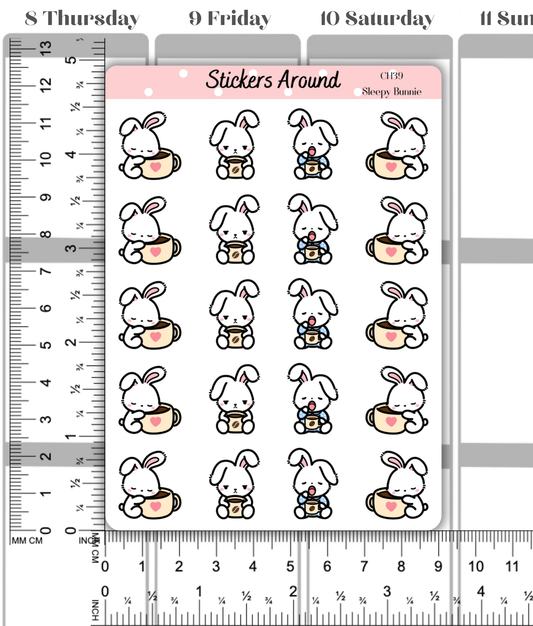 Sleepy Bunnie Morning Planner Stickers