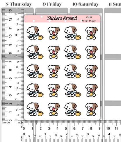 Sleepy Doggie Morning Planner Stickers