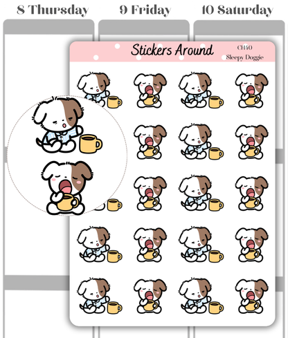 Sleepy Doggie Morning Planner Stickers