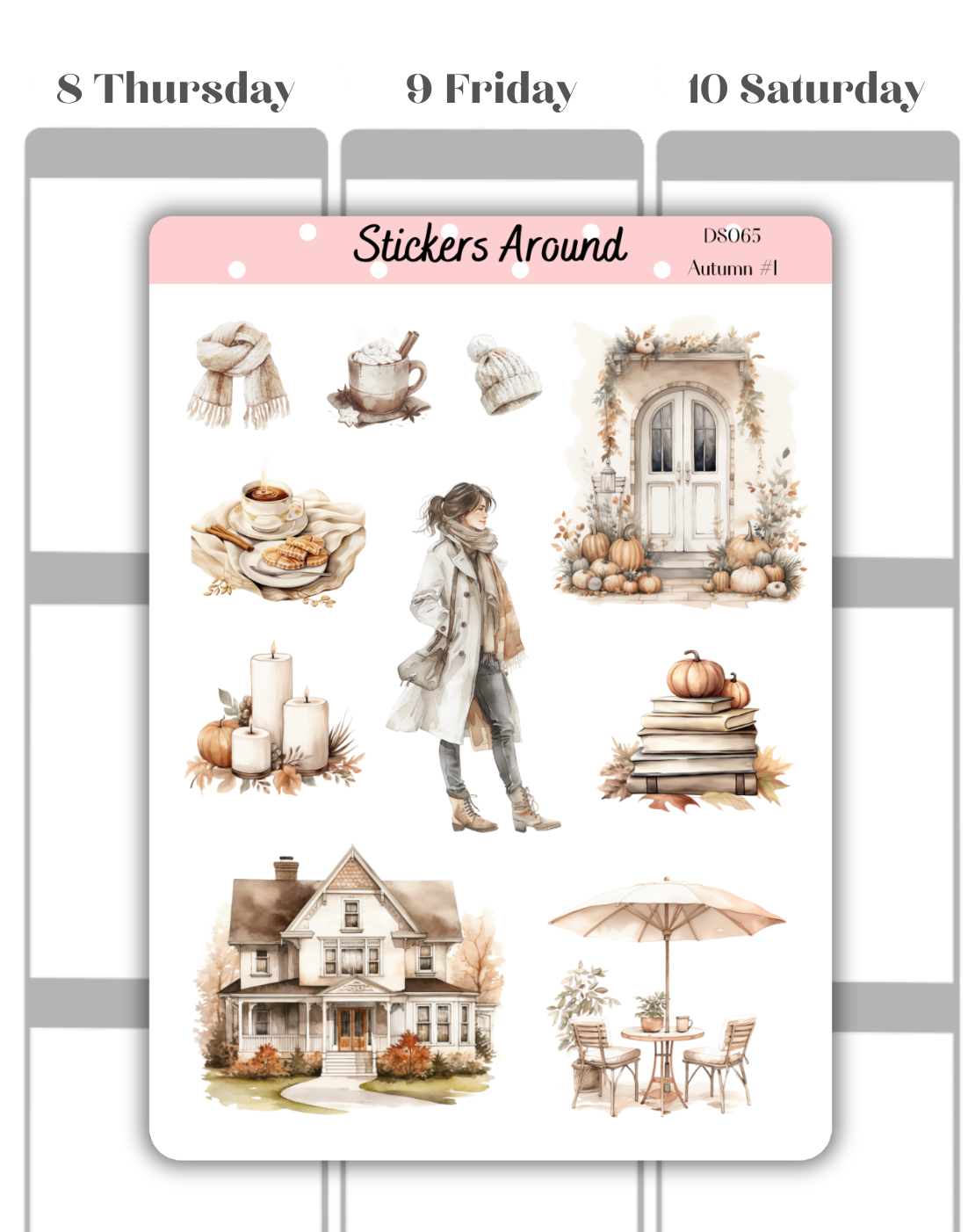 Cozy Autumn/Fall Decorative Sticker Sheet #1 |