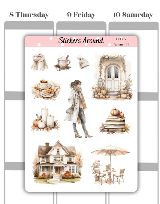 Cozy Autumn/Fall Decorative Sticker Sheet #1 |