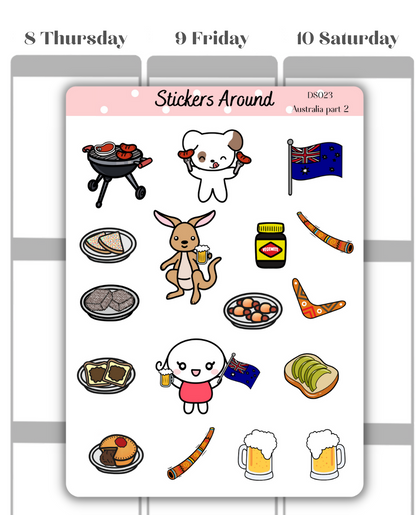 australia planner sticker, australia day, kangaroo sticker, bbq stickers, barbecue sticker