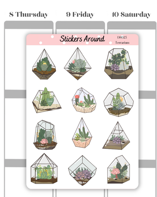 Terrarium sticker, plant planner sticker