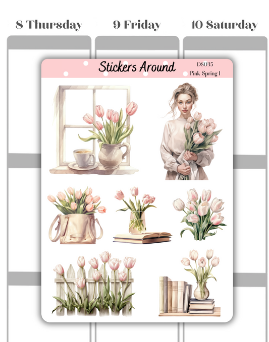 Pink Spring Decorative Sticker Sheet #1