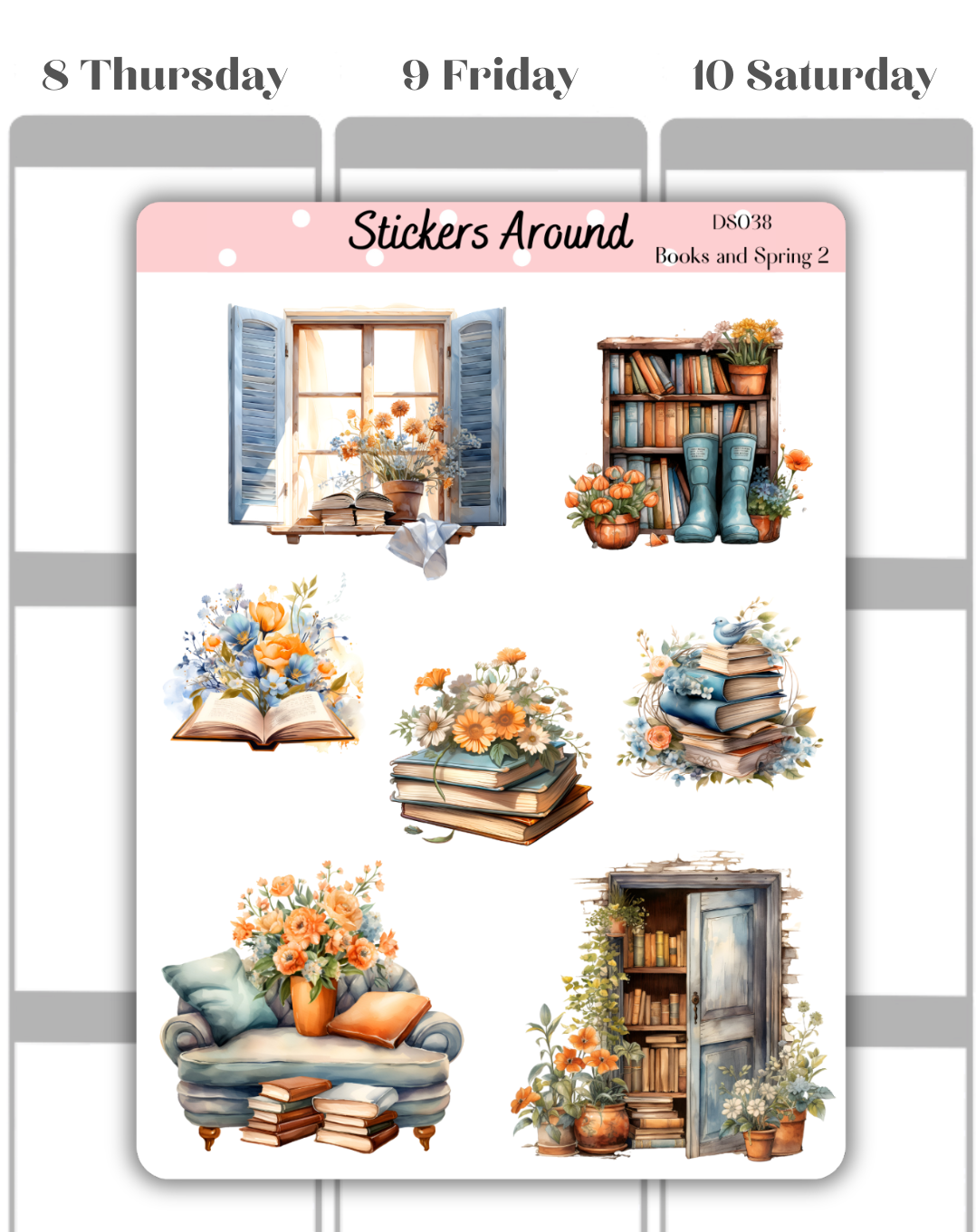Sticker Book Spring Books and Spring Decorative Sticker Sheet #2 – Stickers Around