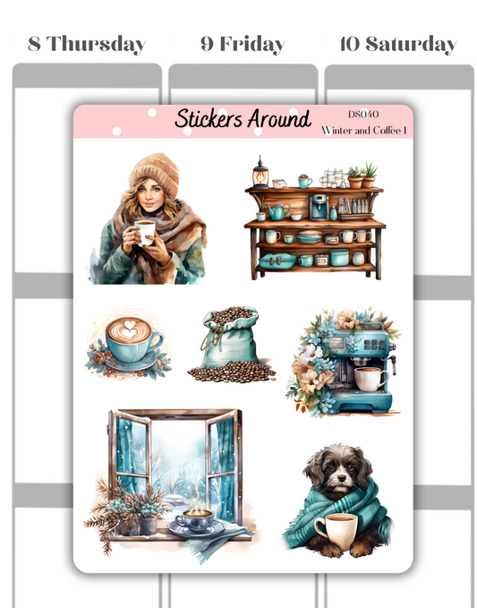 winter and coffee decorative planner sticker