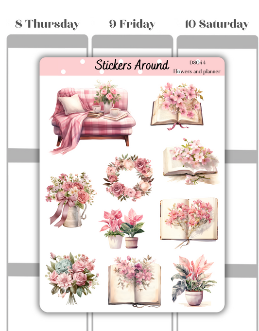 flowers and planner decorative sticker