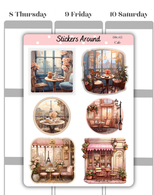 cafe coffee shop decorative sticker sheet