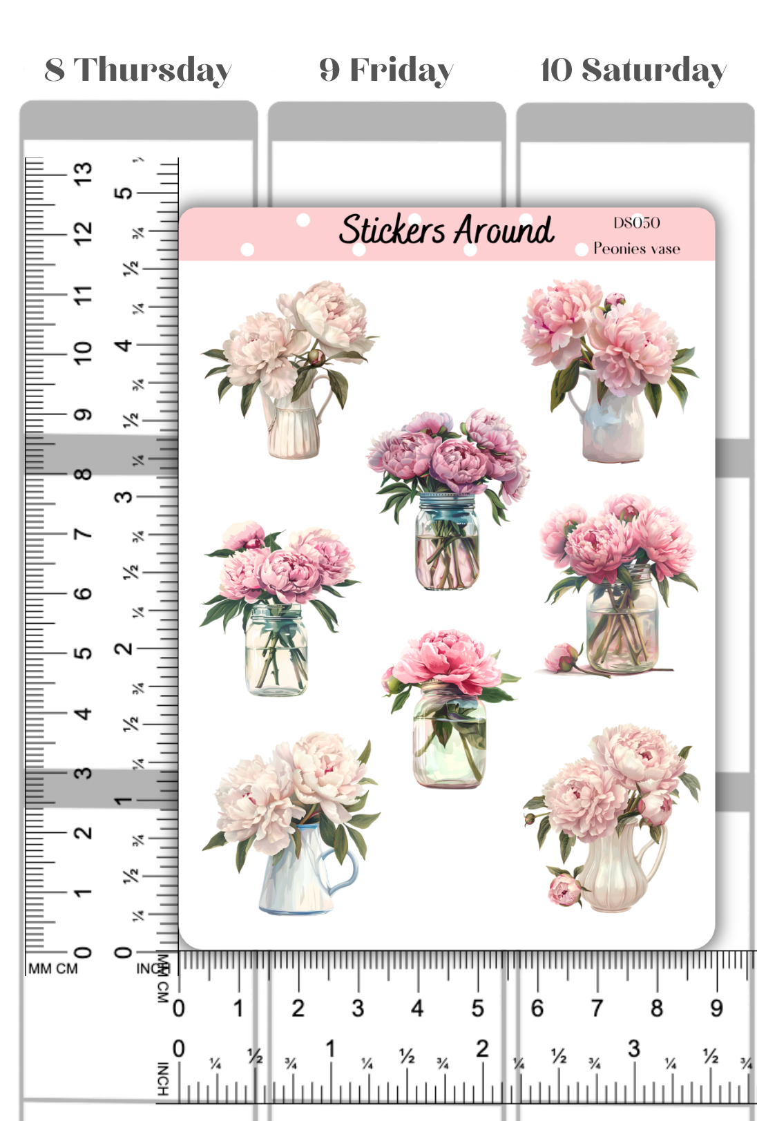 Peonies Flowers Decorative Sticker Sheet #1