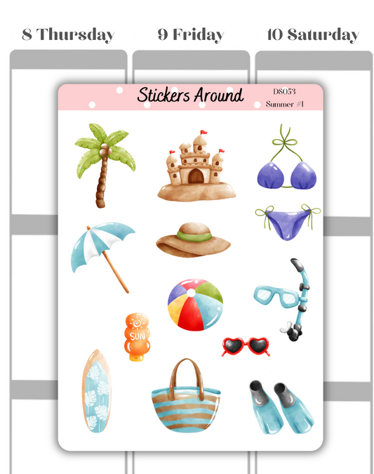 Summer Decorative Sticker Sheet