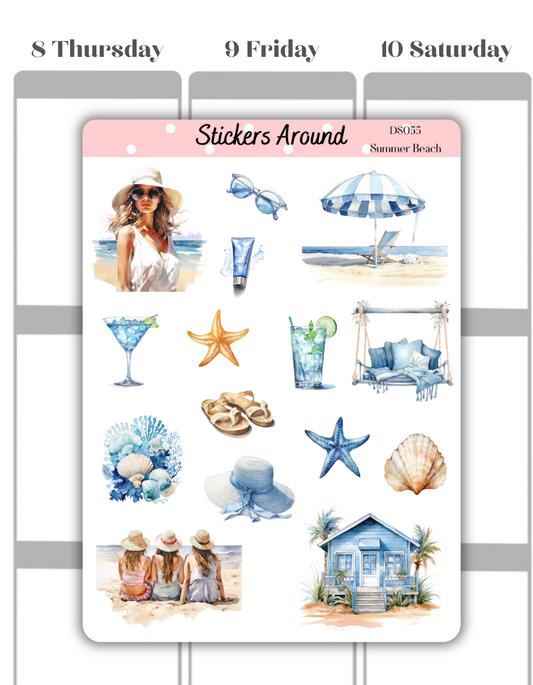 Summer Beach Decorative Sticker Sheet #1