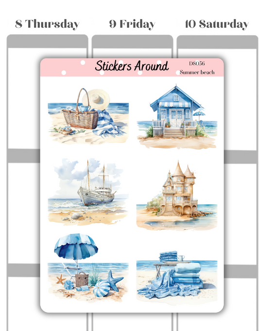 Summer Beach Decorative Sticker Sheet 