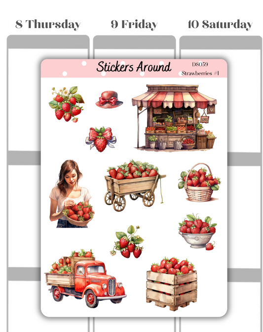 Strawberries Decorative Sticker Sheet