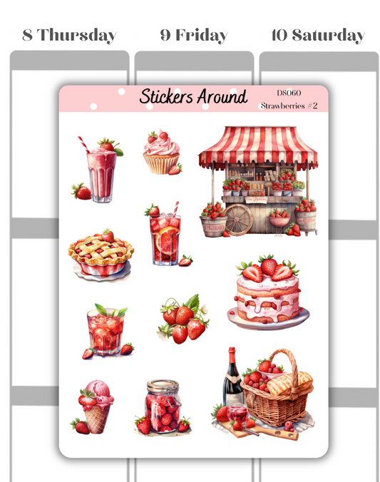 Strawberries Decorative Sticker Sheet 