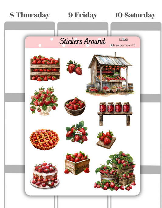 Strawberries Decorative Sticker Sheet 