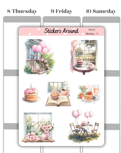 Birthday Party Decorative Sticker Sheet
