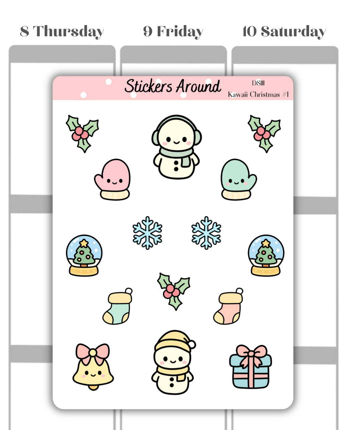 Kawaii Christmas Decorative Stickers #1 – Cute Holiday Planner & Journal Deco