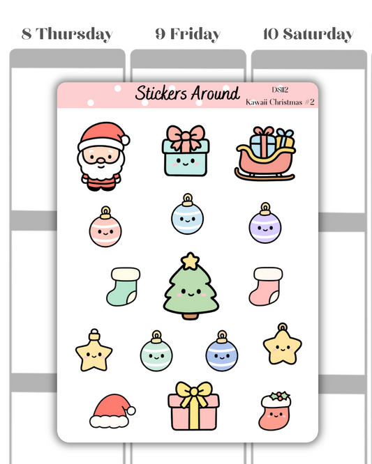 Kawaii Christmas Decorative Stickers #2 – Cute Holiday Planner & Journal Deco