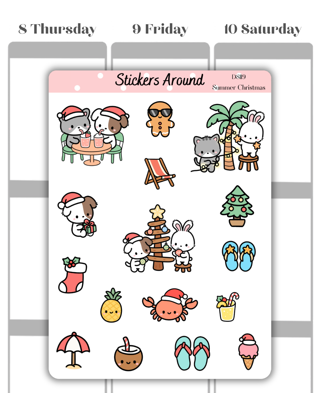 Merry & Sunny Christmas Decorative Stickers #2 – Cute Holiday Planner & Journal Deco