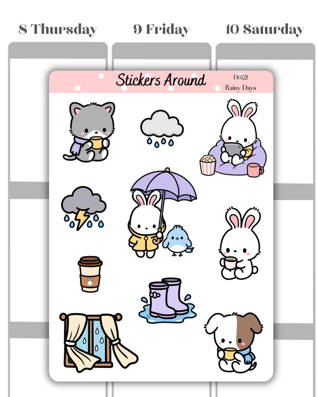 Rainy Days Decorative Sticker Sheet 