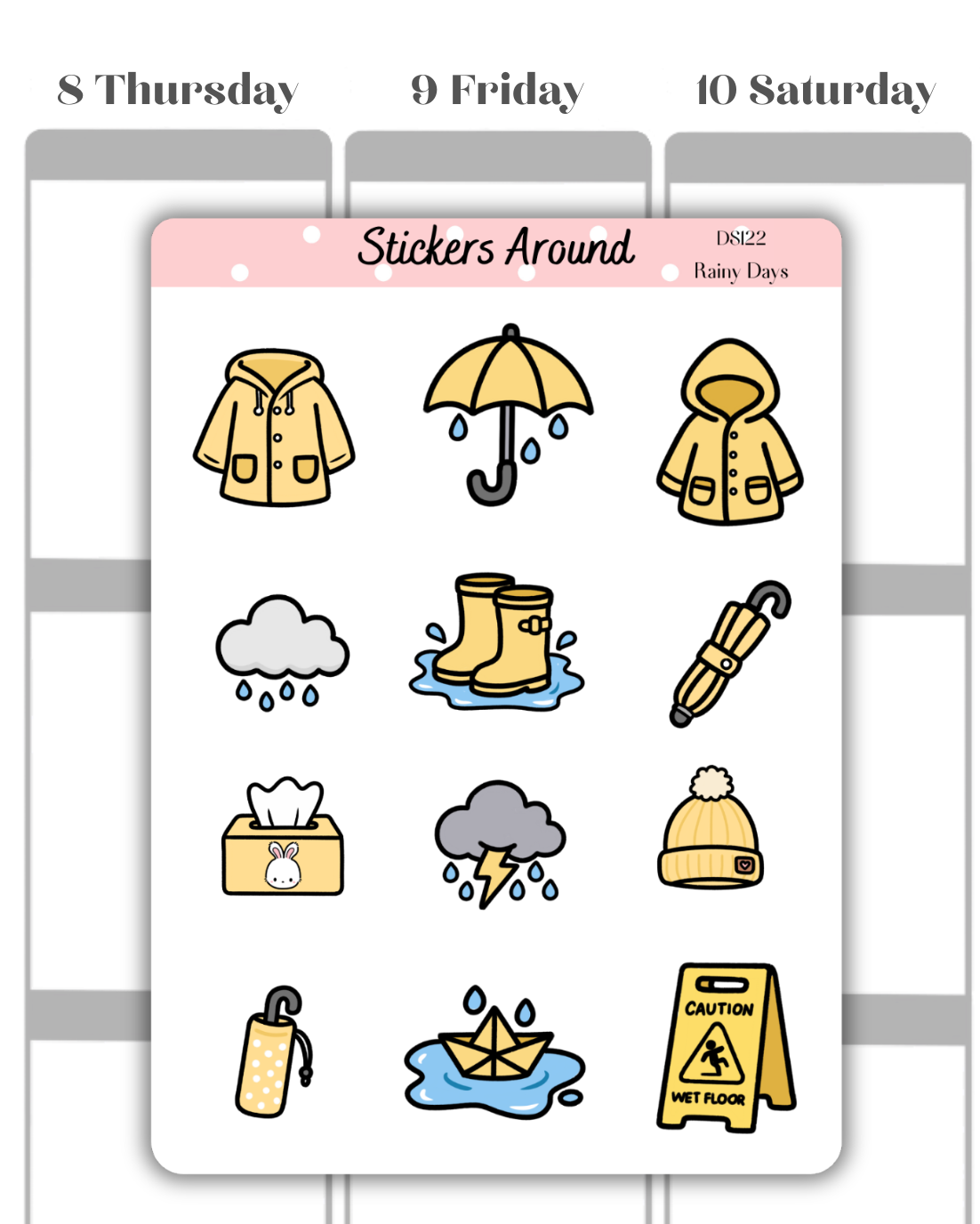 Rainy Days Decorative Sticker Sheet 