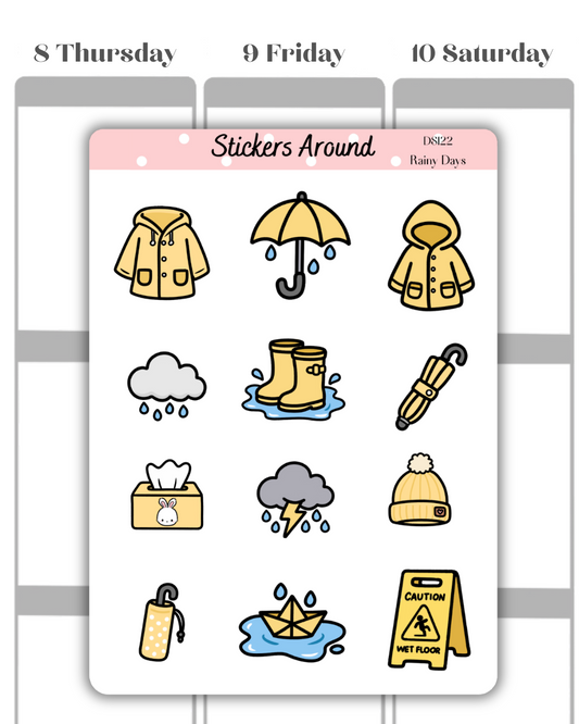 Rainy Days Decorative Sticker Sheet 