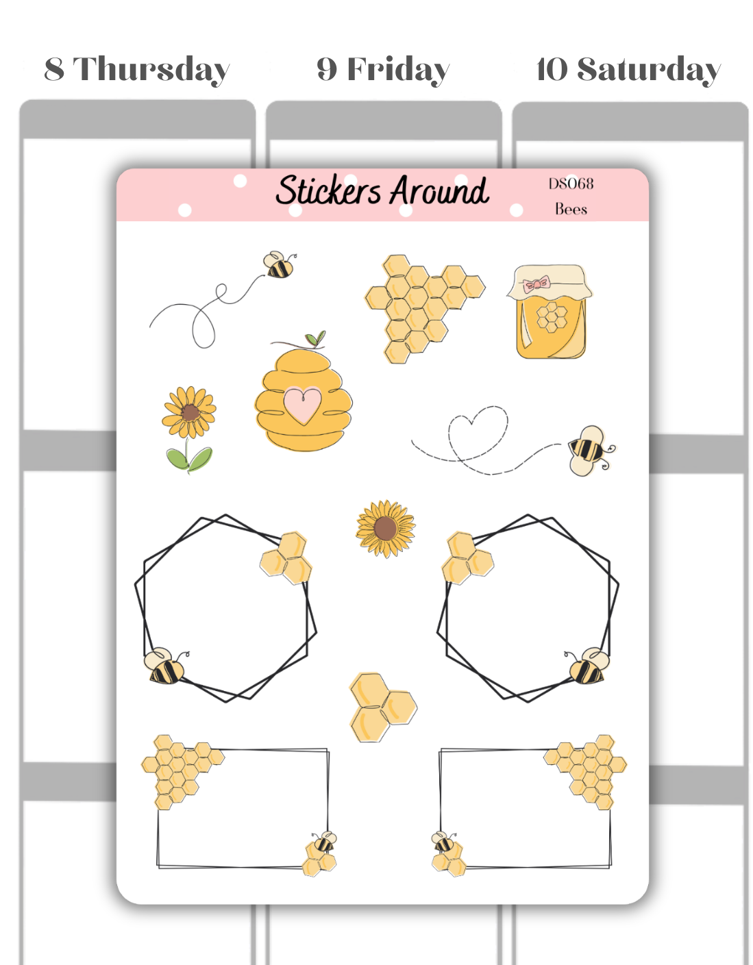 Bees Functional Decorative Sticker Sheet