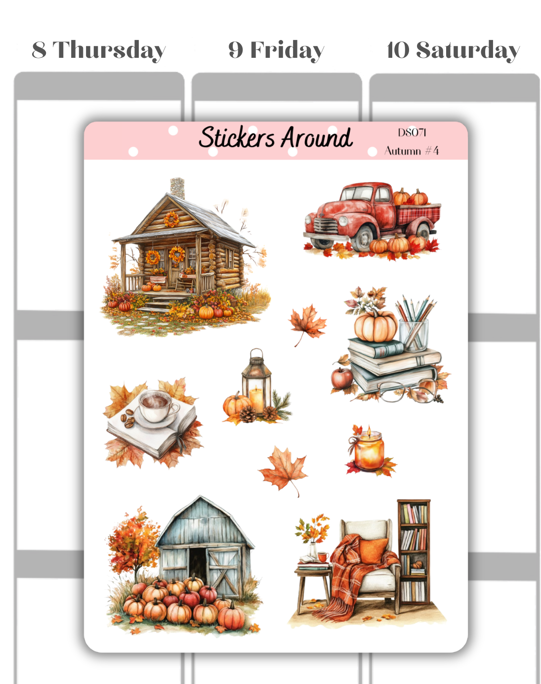 Cozy Autumn/Fall Decorative Sticker Sheet