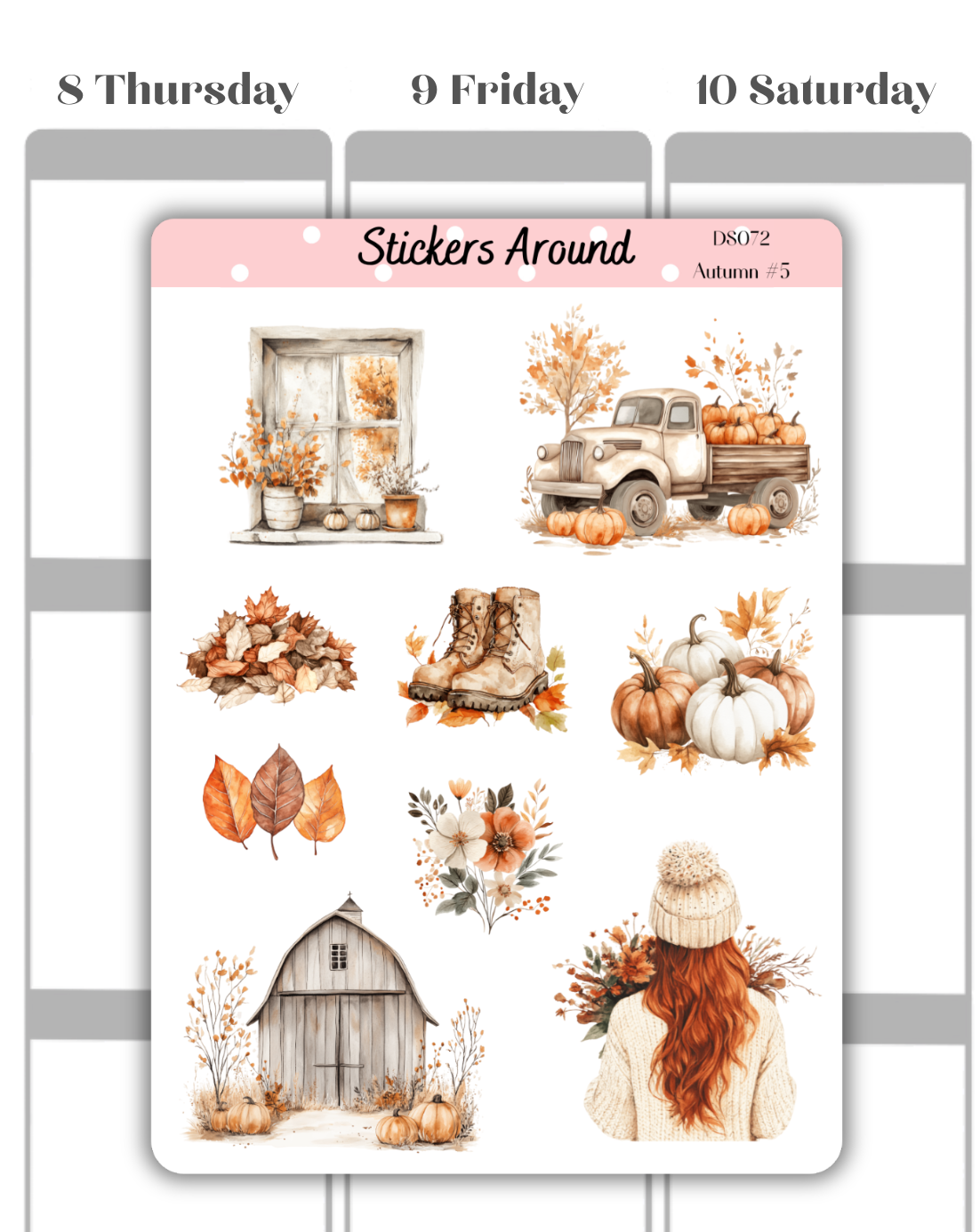 Cozy Autumn/Fall Decorative Sticker Sheet